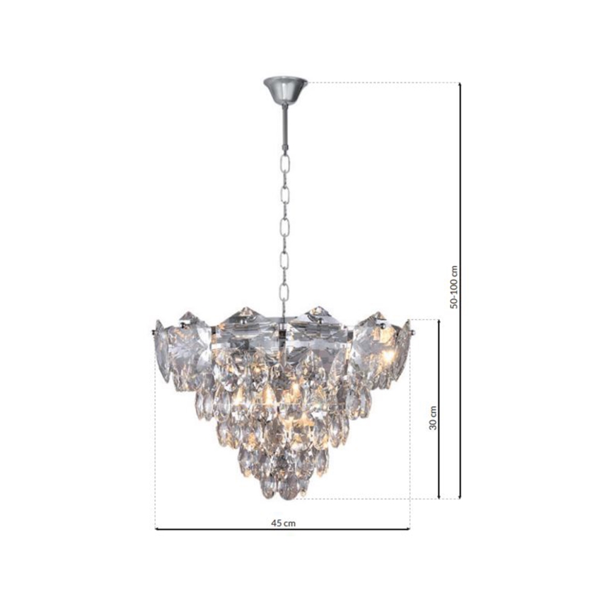 Křišťálový lustr na řetězu SELENA 6xE14/40W/230V matný chrom