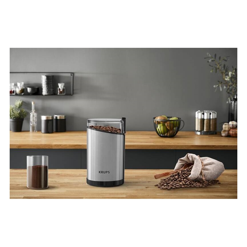 Krups - Elektrický mlýnek na kávu 85g FAST-TOUCH 200W/230V matný chrom