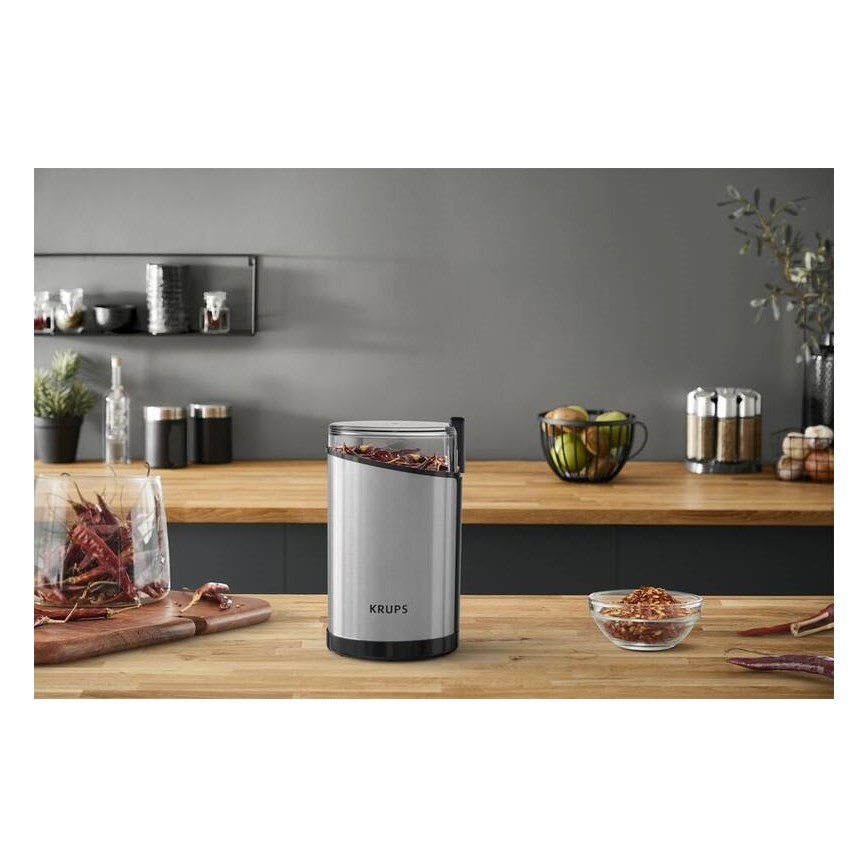 Krups - Elektrický mlýnek na kávu 85g FAST-TOUCH 200W/230V matný chrom