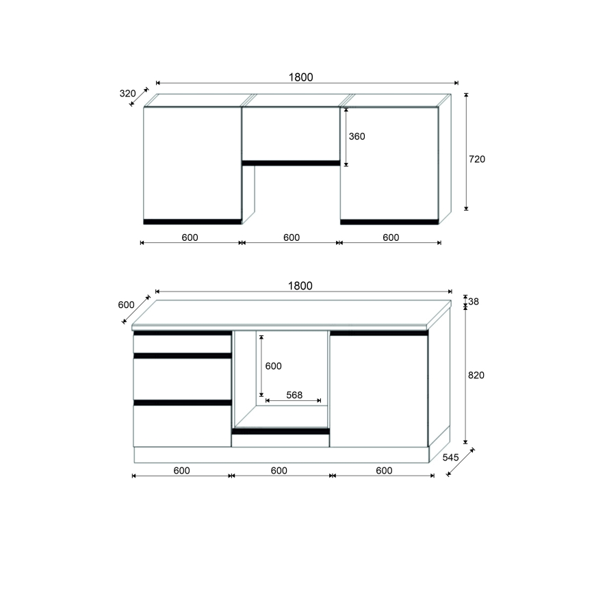 Kuchyňská linka MARINA 180 cm dub craft