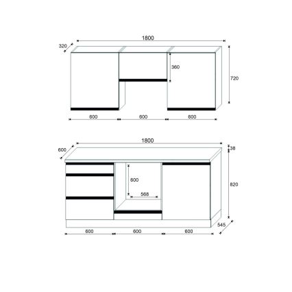 Kuchyňská linka MARINA 180 cm dub craft/lesklá bílá