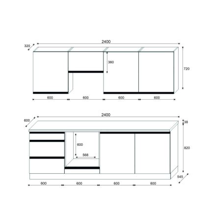 Kuchyňská linka MARINA 240 cm dub craft