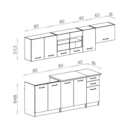 Kuchyňská linka MARISA 260 cm dub sonoma