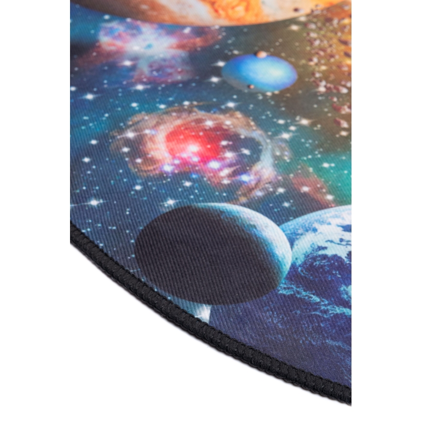 Kulatý dětský protiskluzový koberec PRINT 3D 80 cm planety/pestrobarevná
