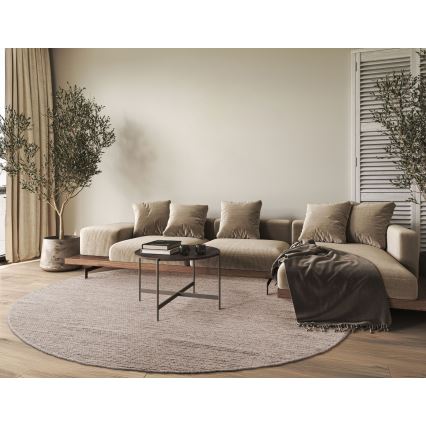 Kulatý koberec FIR WOOL 160 cm 2600 g/m2 béžová/přírodní