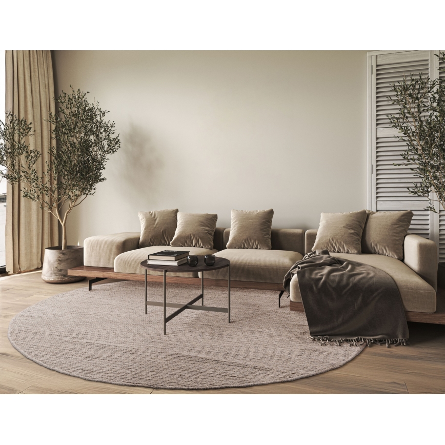 Kulatý koberec FIR WOOL 160 cm 2600 g/m2 béžová/přírodní