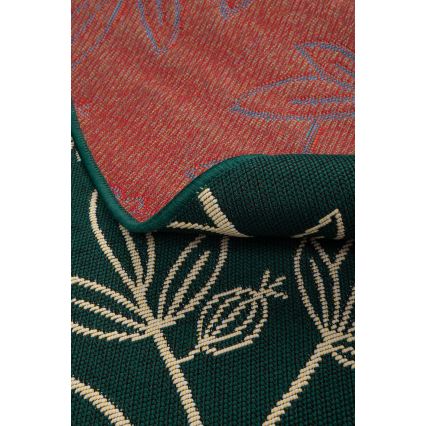 Kulatý venkovní koberec JUNGLE 135 cm zelená/listový vzor