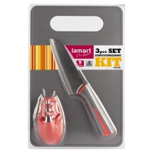 Lamart - Kuchyňská sada 3 ks - nůž, brousek a prkénko