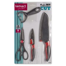 Lamart - Kuchyňská sada 4 ks - 2x nůž, škrabka a nůžky