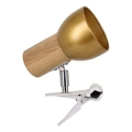 Lampa s klipem SVENDA 1xE27/60W/230V dub/zlatá