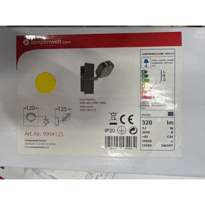 Lampenwelt - LED Nástěnné svítidlo PABLOS LED/4,2W/230V