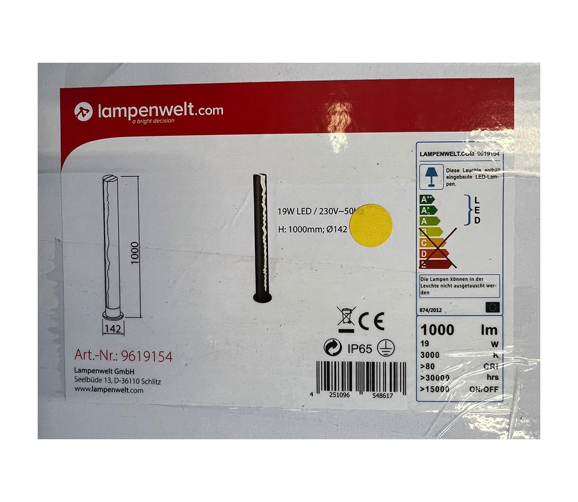 Lampenwelt Lampenwelt - LED Venkovní lampa KEKE LED/19W/230V IP65 