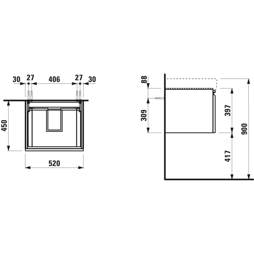 LAUFEN H4833510964751 - Koupelnová skříňka pro umyvadlo PRO 52 cm bílá