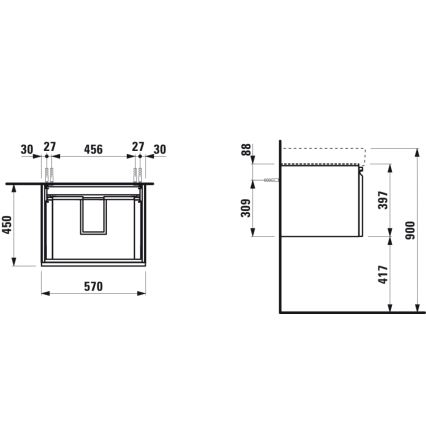 LAUFEN H4833720964791 - Koupelnová skříňka pro umyvadlo PRO 57 cm dub