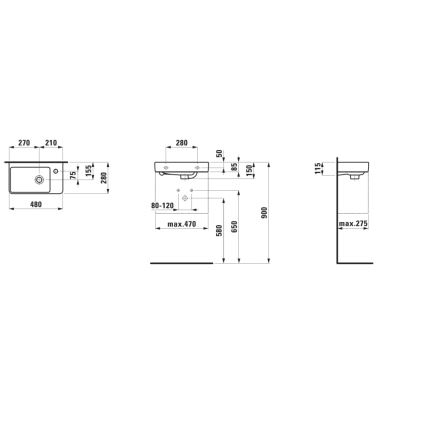 LAUFEN H8159540001041 - Závěsné umyvadlo PRO 48x28 cm keramika/bílá
