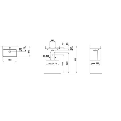LAUFEN H8159610001041 - Umyvadlo na desku/závěsné PRO 45x34 cm keramika/bílá