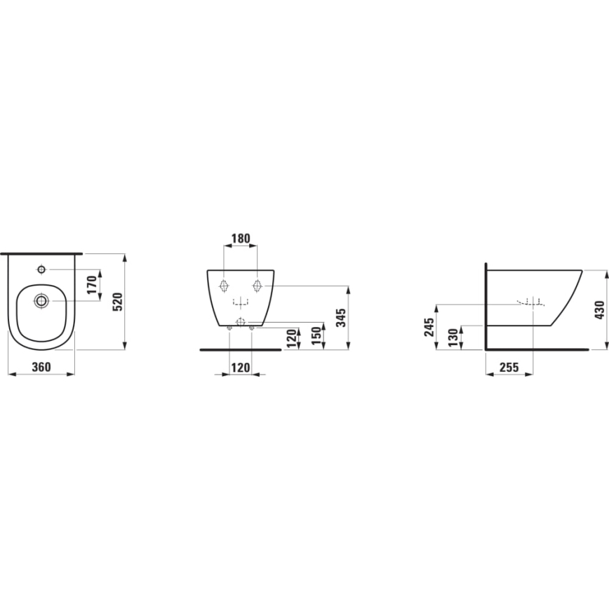 LAUFEN H8300810003021 - Závěsný bidet LUA keramika/bílá