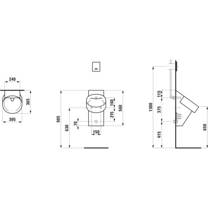 LAUFEN H8402857160001 - Pisoár VAL zadní přívod, zadní odpad keramika/matná černá