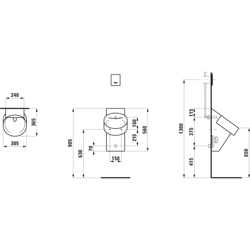 LAUFEN H8402857160001 - Pisoár VAL zadní přívod, zadní odpad keramika/matná černá