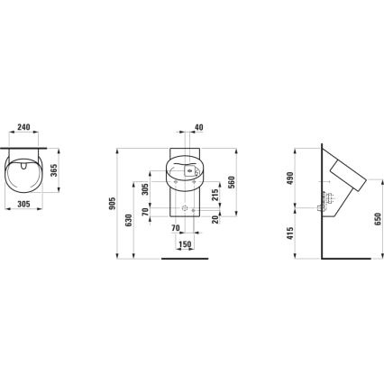 LAUFEN H8402860200001 - Pisoár se senzorem VAL 230V zadní přívod, zadní odpad keramika/lesklá černá