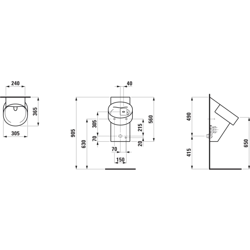 LAUFEN H8402867160001 - Pisoár se senzorem VAL 230V zadní přívod, zadní odpad keramika/matná černá