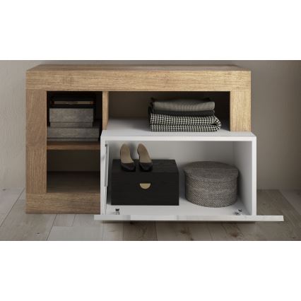 Lavice LENOR 91x209 cm bílá/světlý dub