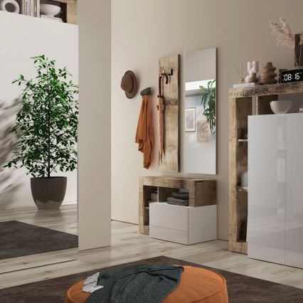 Lavice LENOR 91x59x35 cm bílá/javor