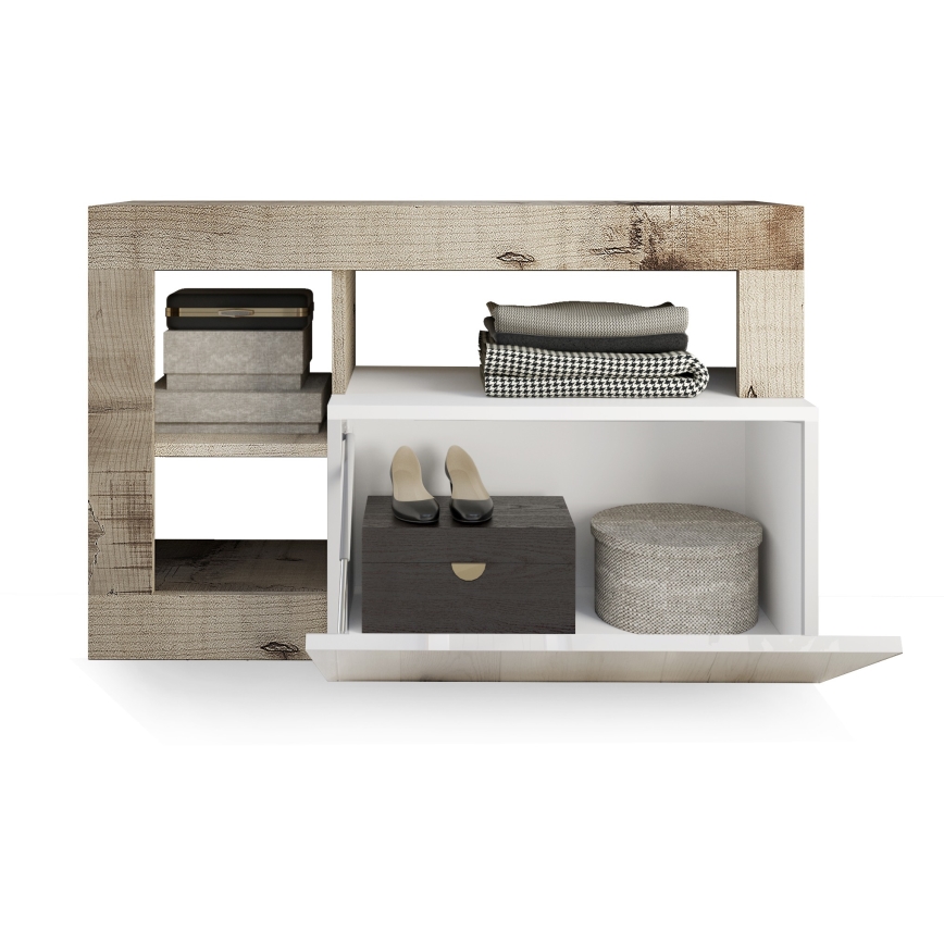 Lavice LENOR bílá/javor