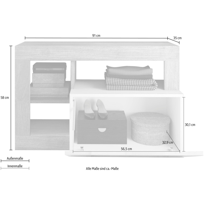 Lavice LENOR bílá/javor