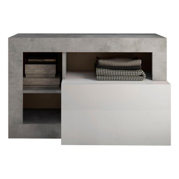 Lavice LENOR bílá/šedá beton