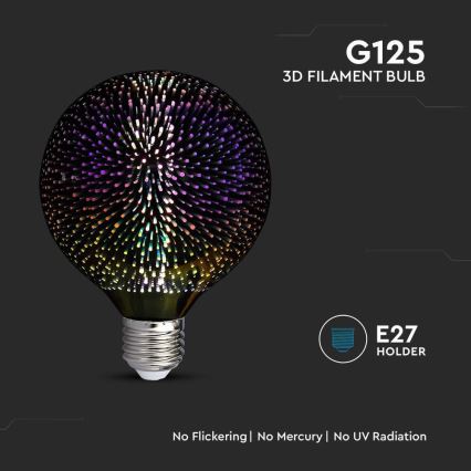 LED 3D Dekorační žárovka FILAMENT G125 E27/4W/230V 3000K