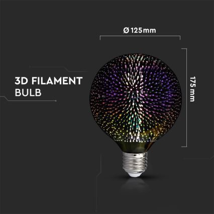 LED 3D Dekorační žárovka FILAMENT G125 E27/4W/230V 3000K