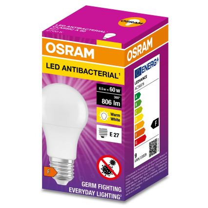 LED Antibakteriální žárovka A60 E27/8,5W/230V 2700K - Osram