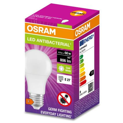 LED Antibakteriální žárovka A60 E27/8,5W/230V 4000K - Osram