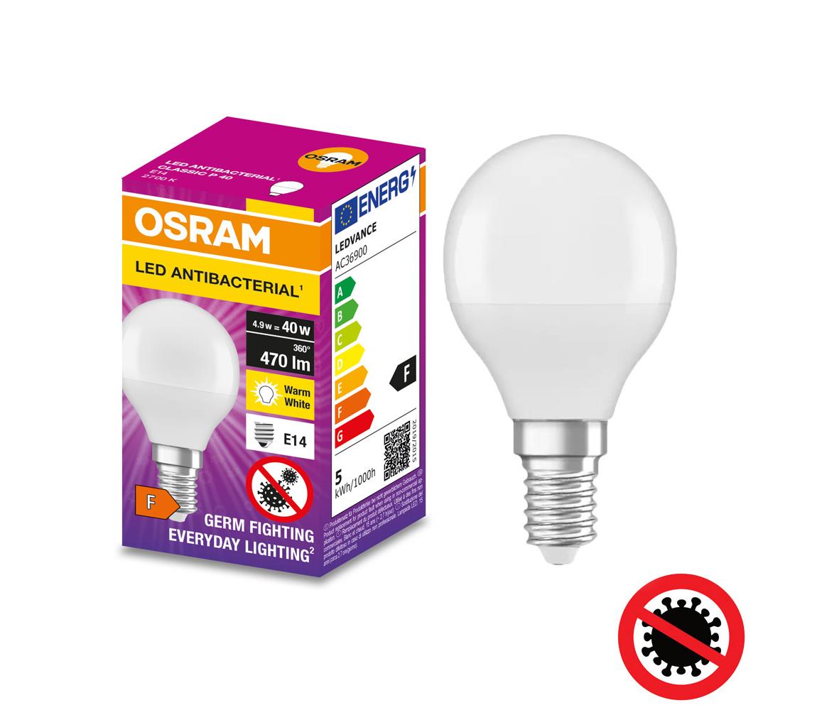 Osram LED Antibakteriální žárovka P40 E14/4,9W/230V 2700K
