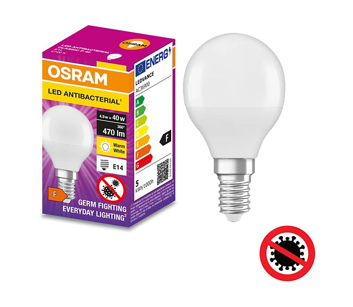 Osram LED Antibakteriální žárovka P40 E14/4,9W/230V 2700K