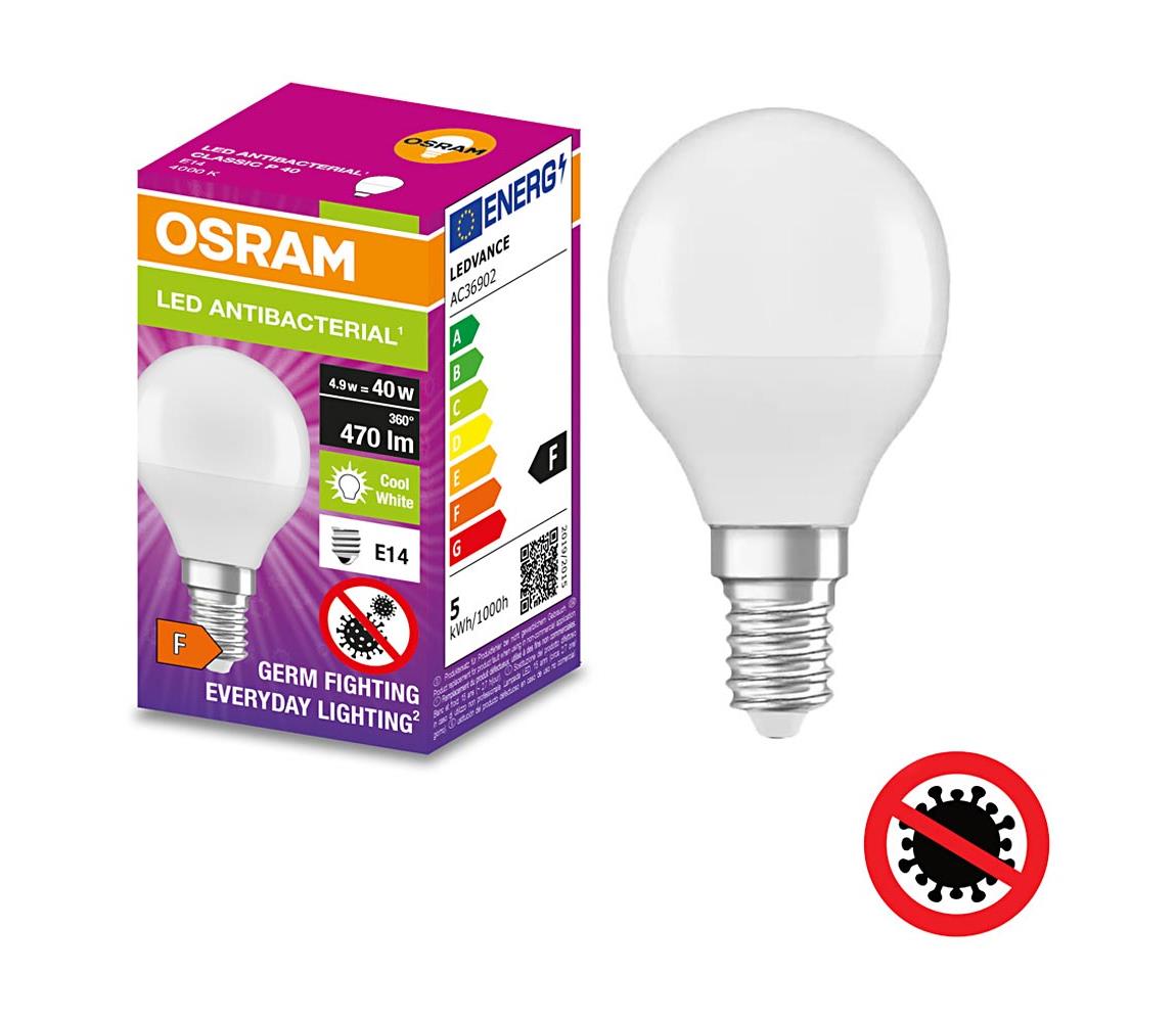Osram LED Antibakteriální žárovka P40 E14/4,9W/230V 4000K - Osram P22711