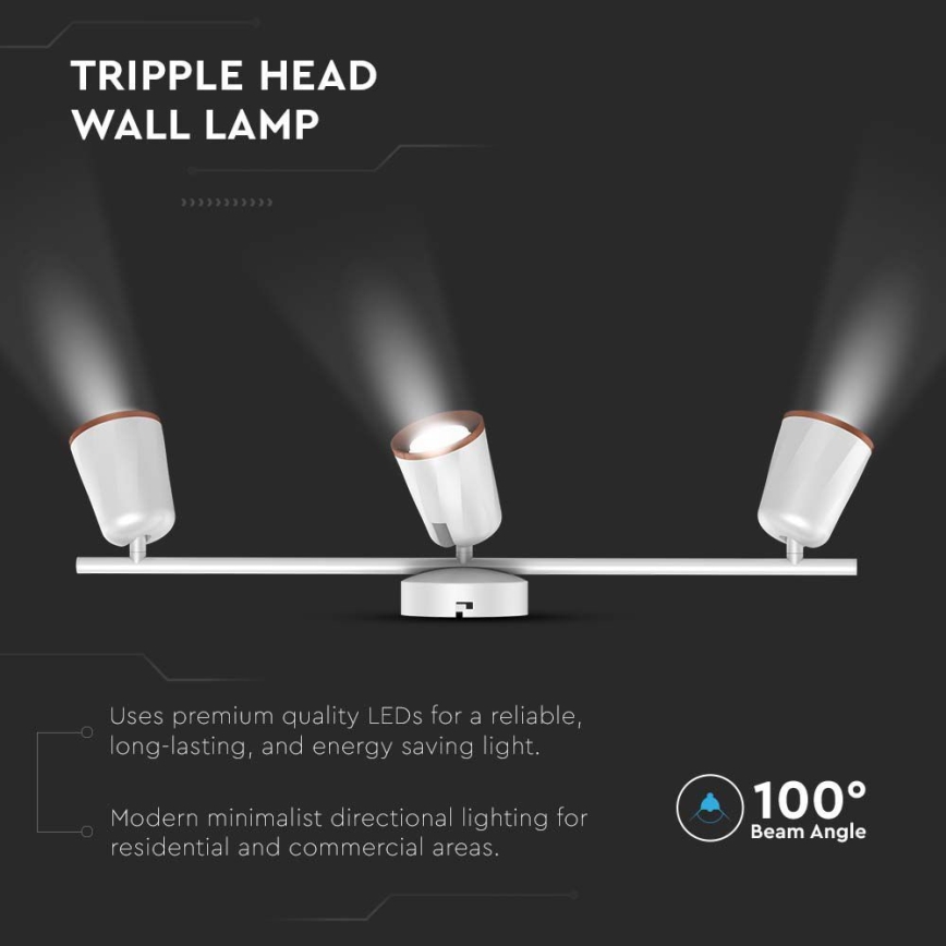 LED Bodové svítidlo 3xLED/5W/230V 3000K bílá