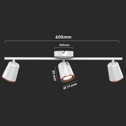 LED Bodové svítidlo 3xLED/5W/230V 3000K bílá