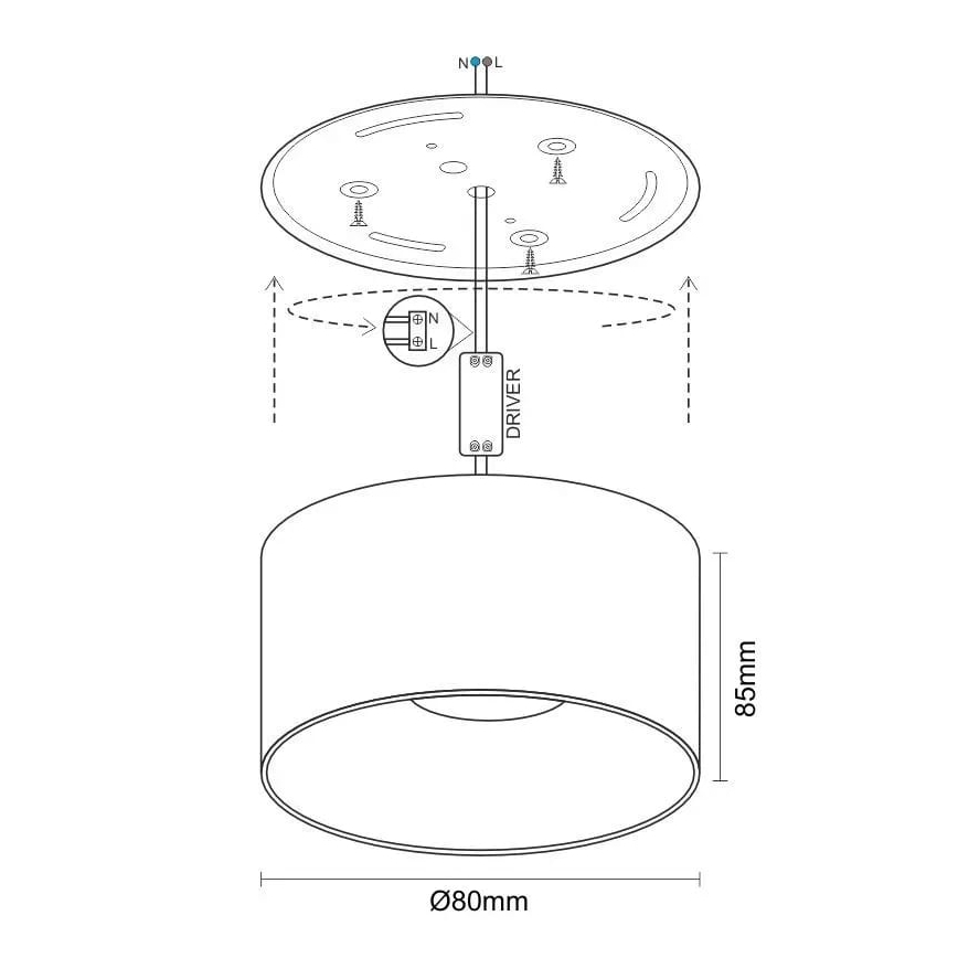 LED Bodové svítidlo LED/12W/230V 4000K pr. 8 cm bílá