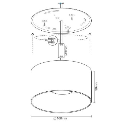 LED Bodové svítidlo LED/16W/230V 4000K pr. 10 cm černá