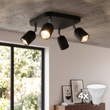 LED Bodové svítidlo TOP 4xGU10/10W/230V černá