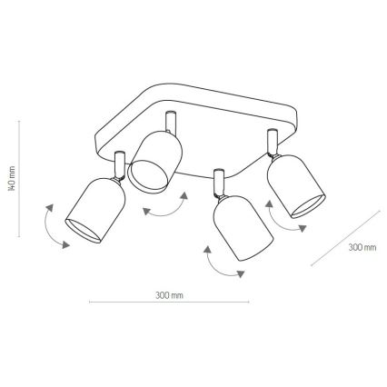 LED Bodové svítidlo TOP 4xGU10/10W/230V černá