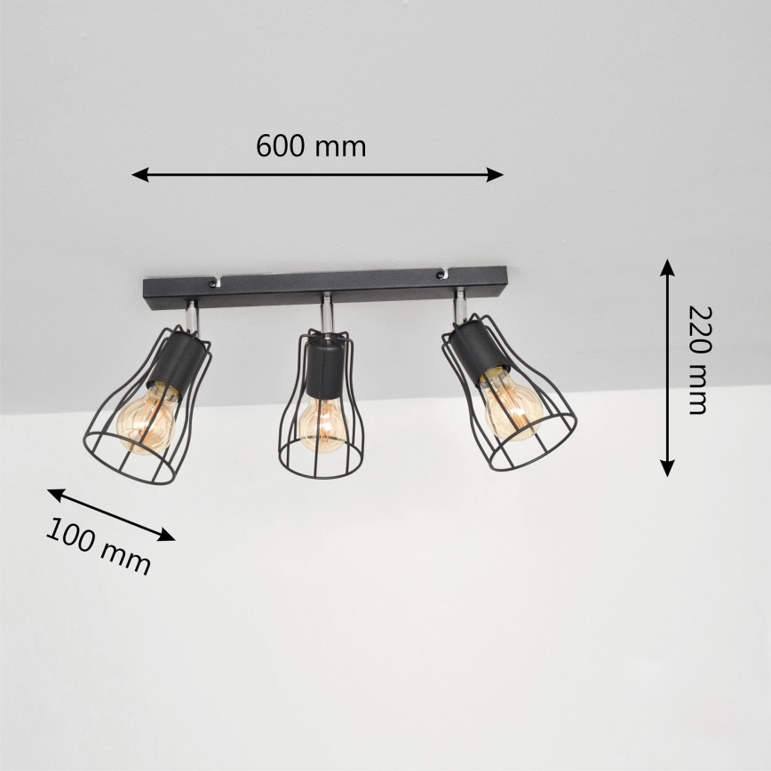 LED Bodové svítidlo TUBE II 3xE27/15W/230V černá