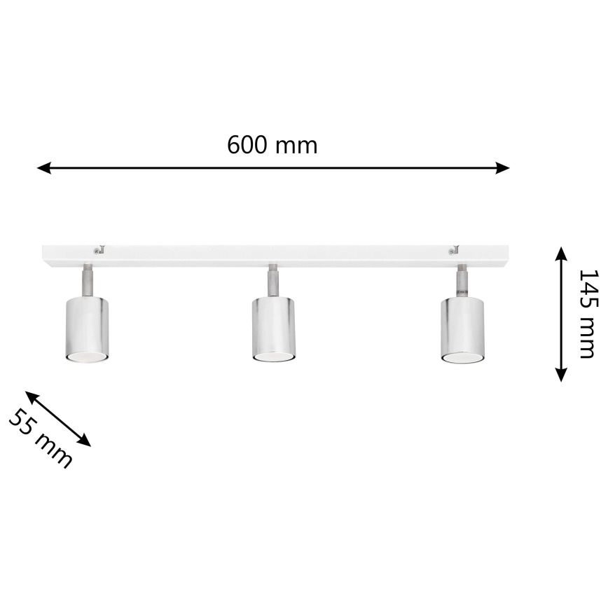 LED Bodové svítidlo TUNE 3xGU10/4,8W/230V matný chrom/bílá