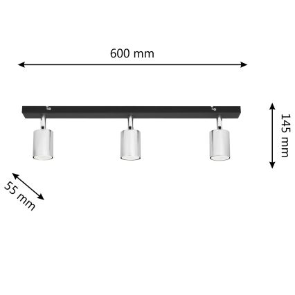 LED Bodové svítidlo TUNE 3xGU10/4,8W/230V matný chrom/černá