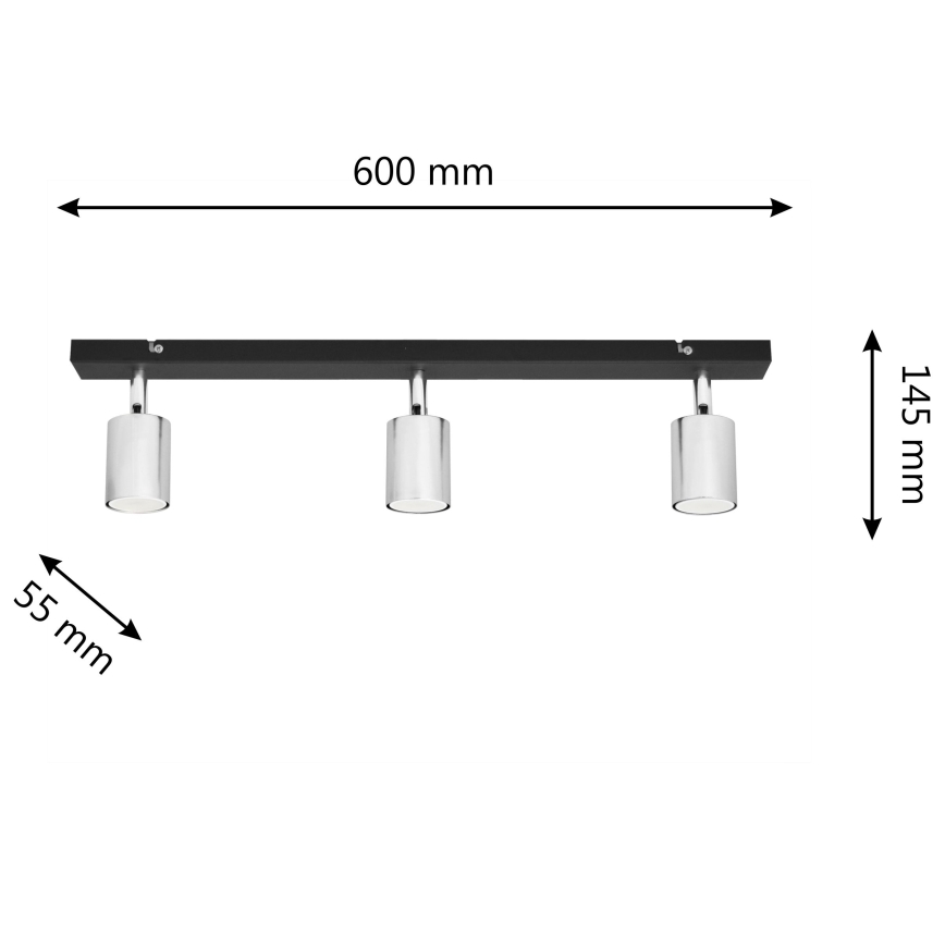 LED Bodové svítidlo TUNE 3xGU10/4,8W/230V matný chrom/černá