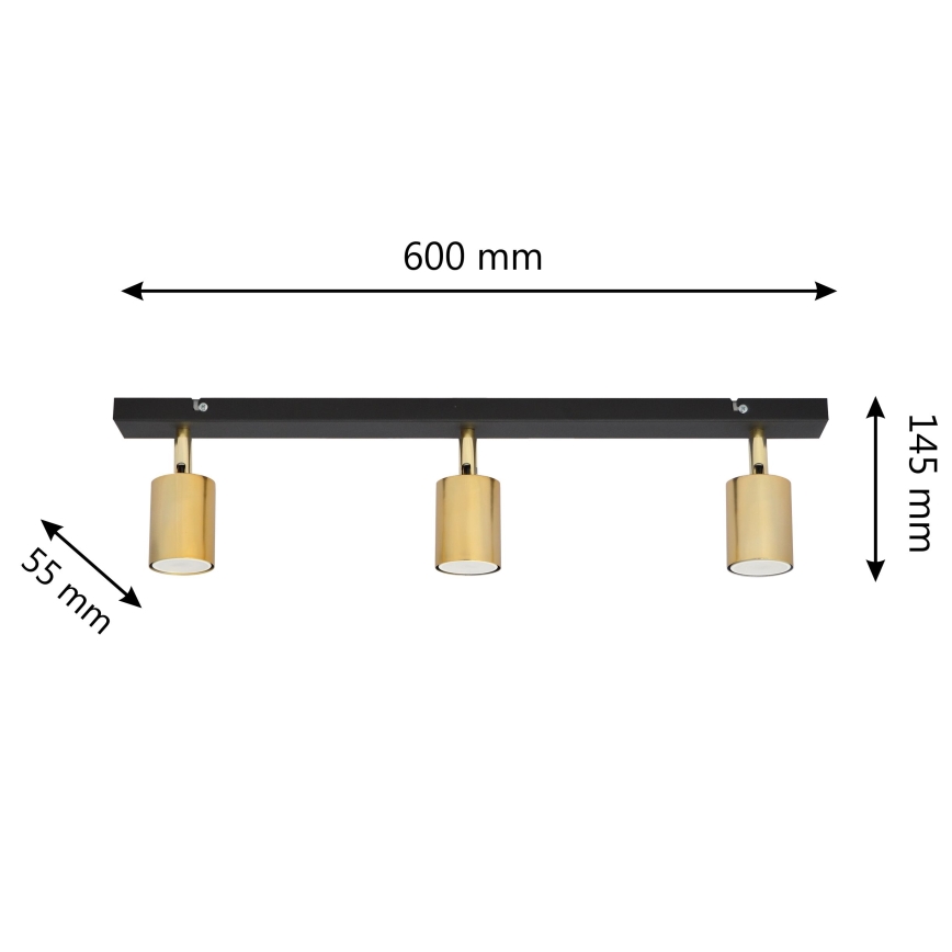 LED Bodové svítidlo TUNE 3xGU10/4,8W/230V zlatá/černá