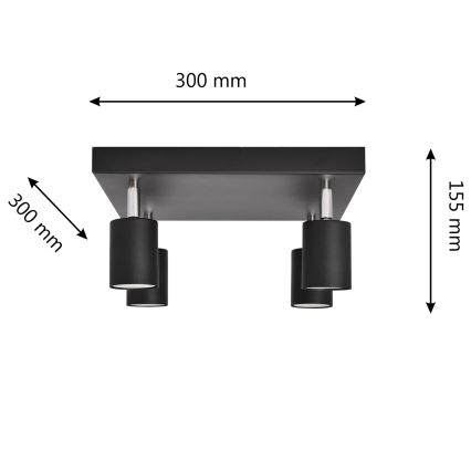 LED Bodové svítidlo TUNE 4xGU10/4,8W/230V černá