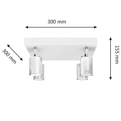 LED Bodové svítidlo TUNE 4xGU10/4,8W/230V matný chrom/bílá